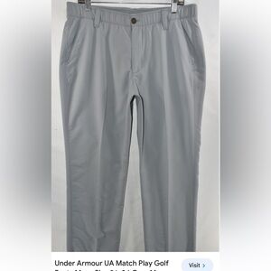 UNDER ARMOUR Pants Loose Fit Match Play Steel Gray Stretchy Golf Pants 32x32